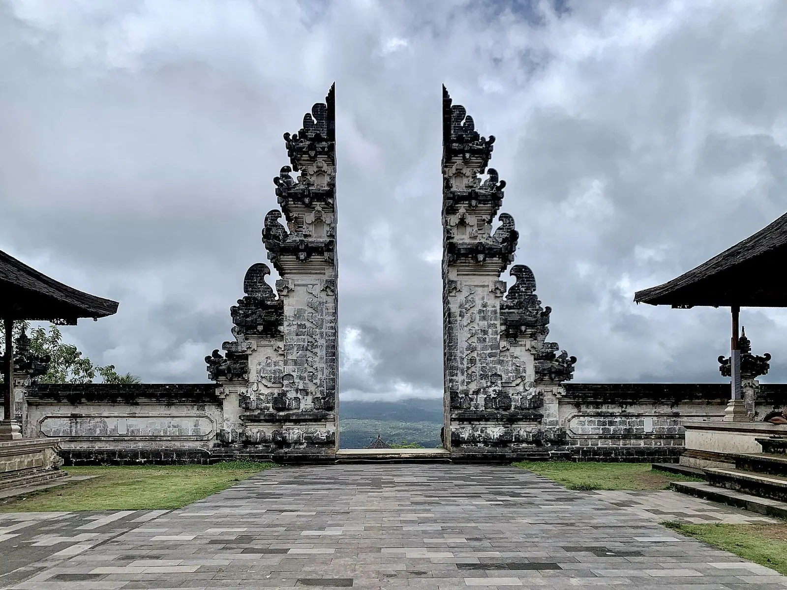 The split gate of Pura Lempuyang with clouds behind it