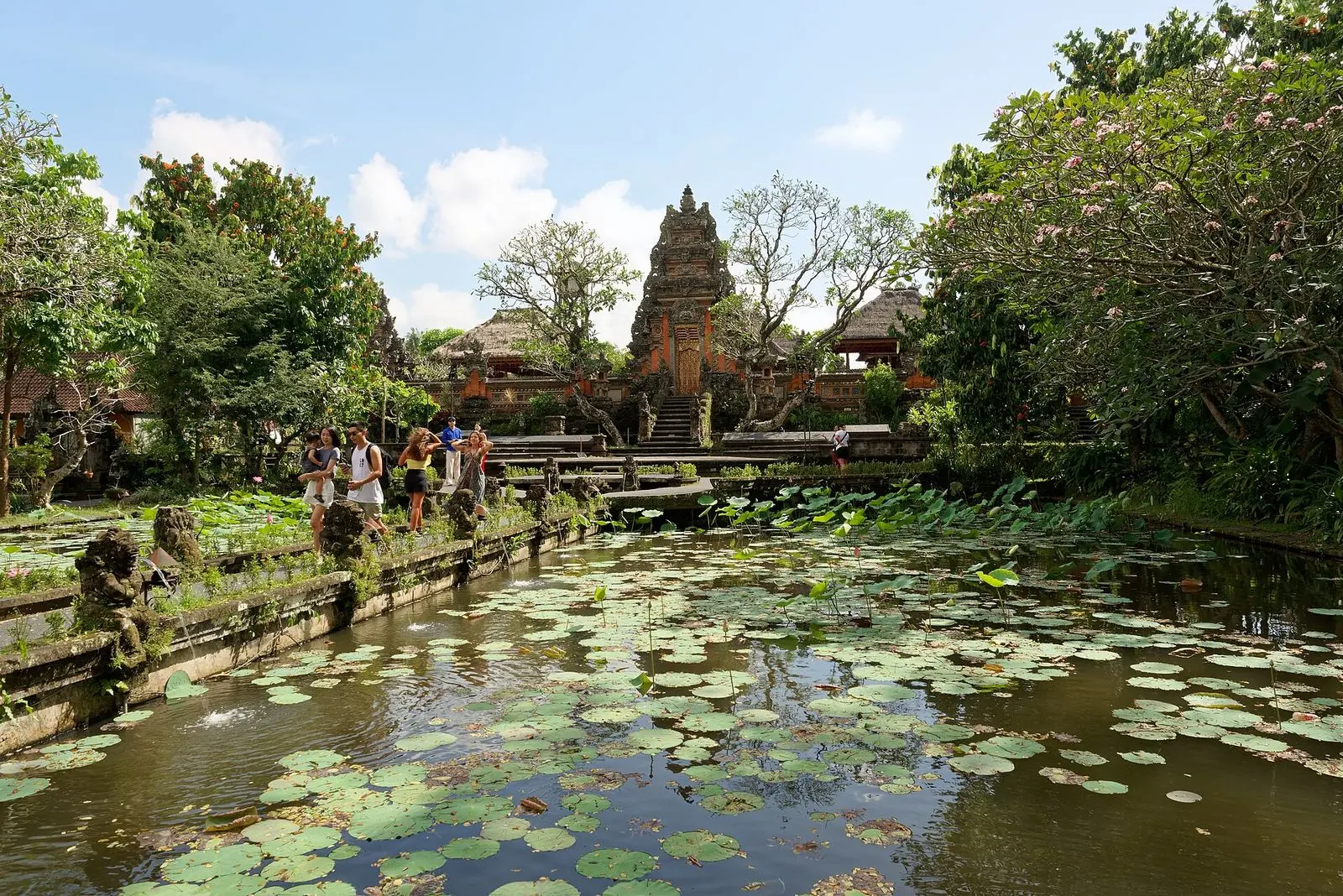 Pura Taman Saraswati temple and lotus pond in Ubud